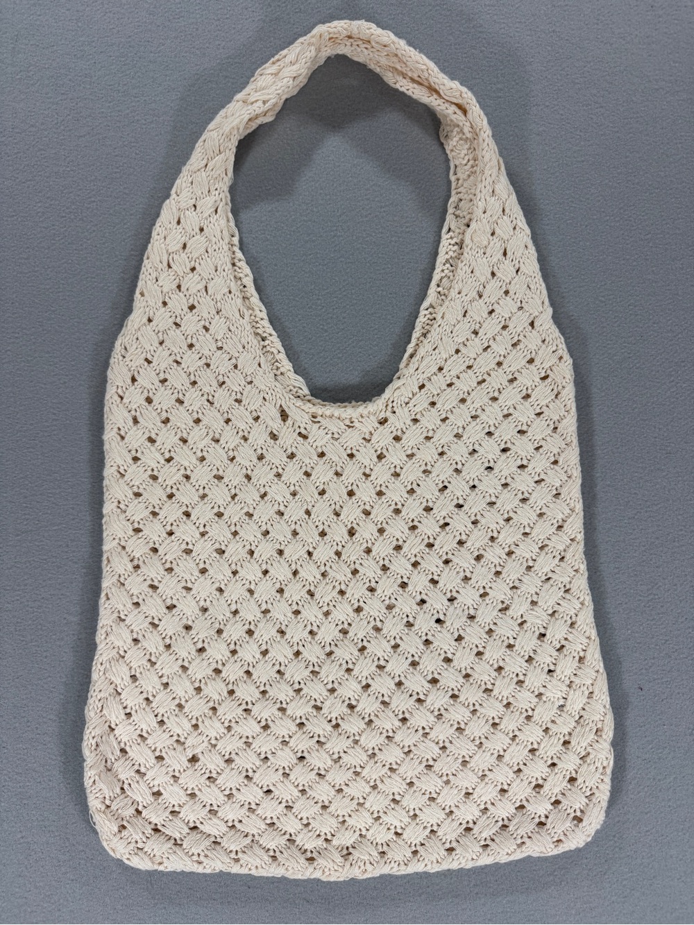 Women’s Crochet Knit Hobo Tote Bag Cream Shoulder Bag Boho Granny Market Bag